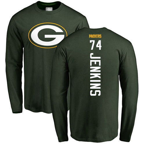Men Green Bay Packers Green #74 Jenkins Elgton Backer Nike NFL Long Sleeve T Shirt